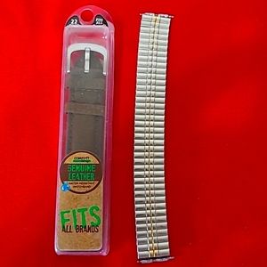 Watch Bands Genuine Leather & Stainless Steel 22"